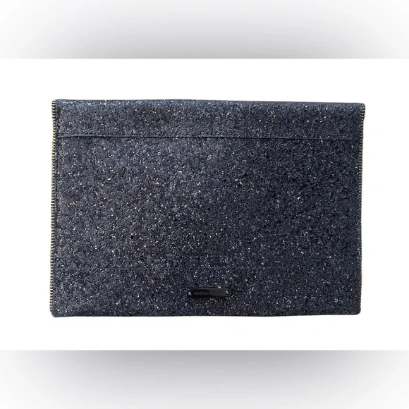 Rebecca Minkoff Envelope Glitter Leo Clutch Dressy Handbag Purse Black - Picture 3 of 9